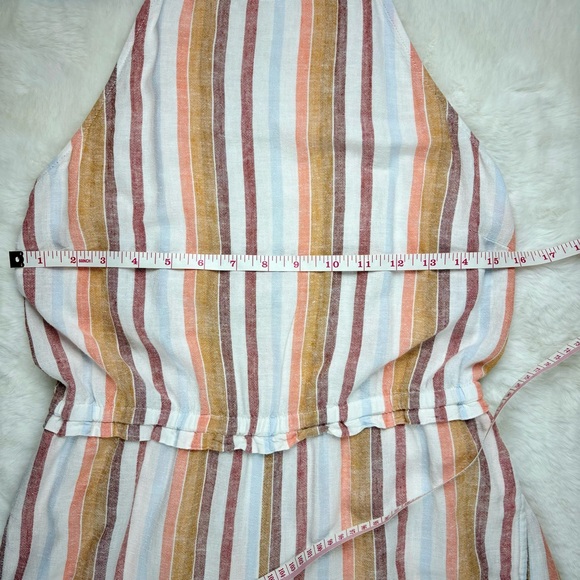 Anthropologie Cloth & Stone Halter Linen Blend Striped Jumpsuit Romper Sz Small - Picture 10 of 13